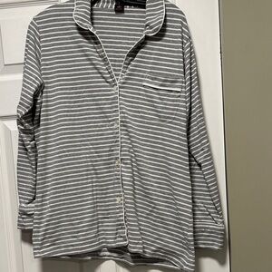 J. Crew Gray and White Striped Pajamas (2 piece set- includes top and bottoms)